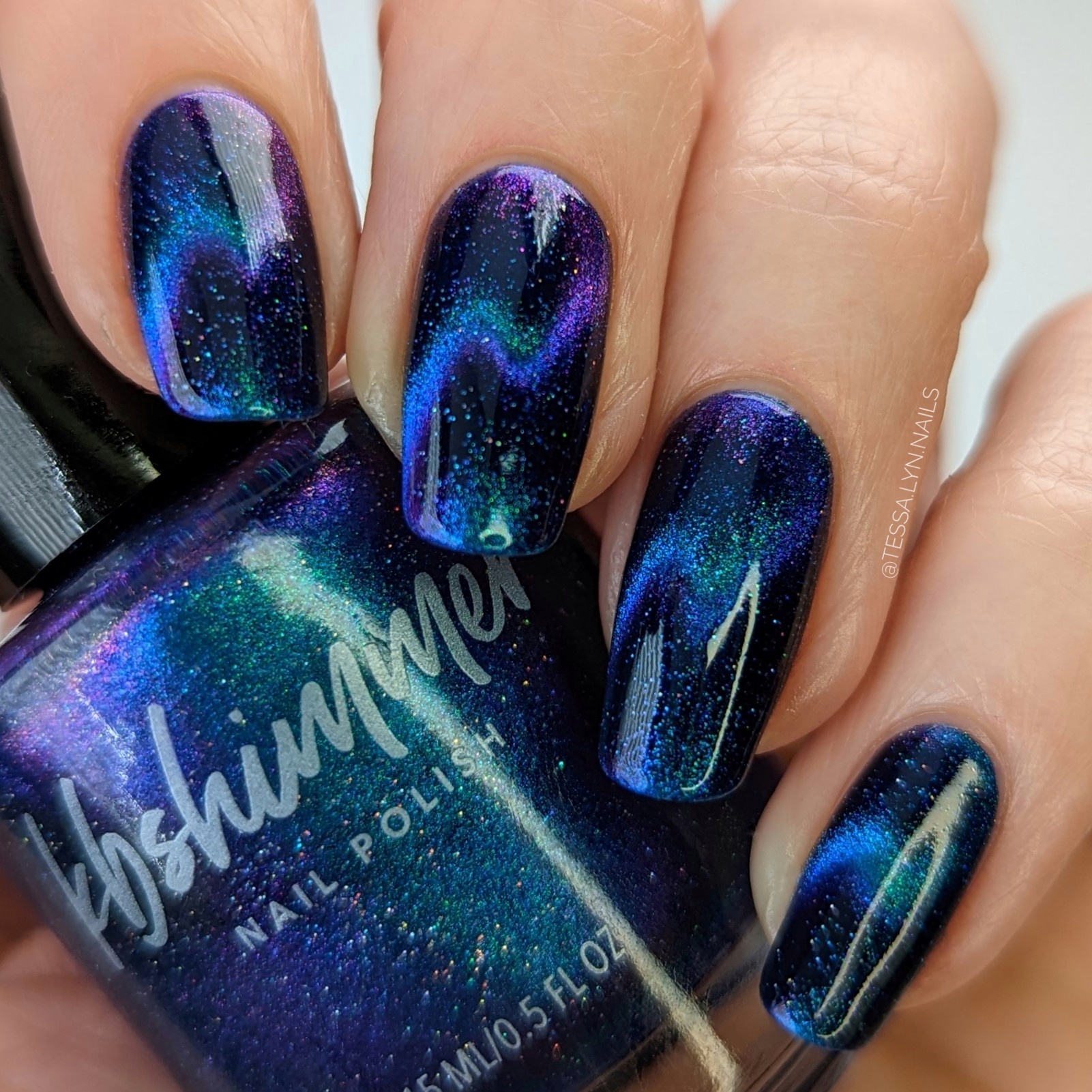 Ghostly Guardian - custom pearly sheer blue purple shift shimmer glow in  the dark nail polish