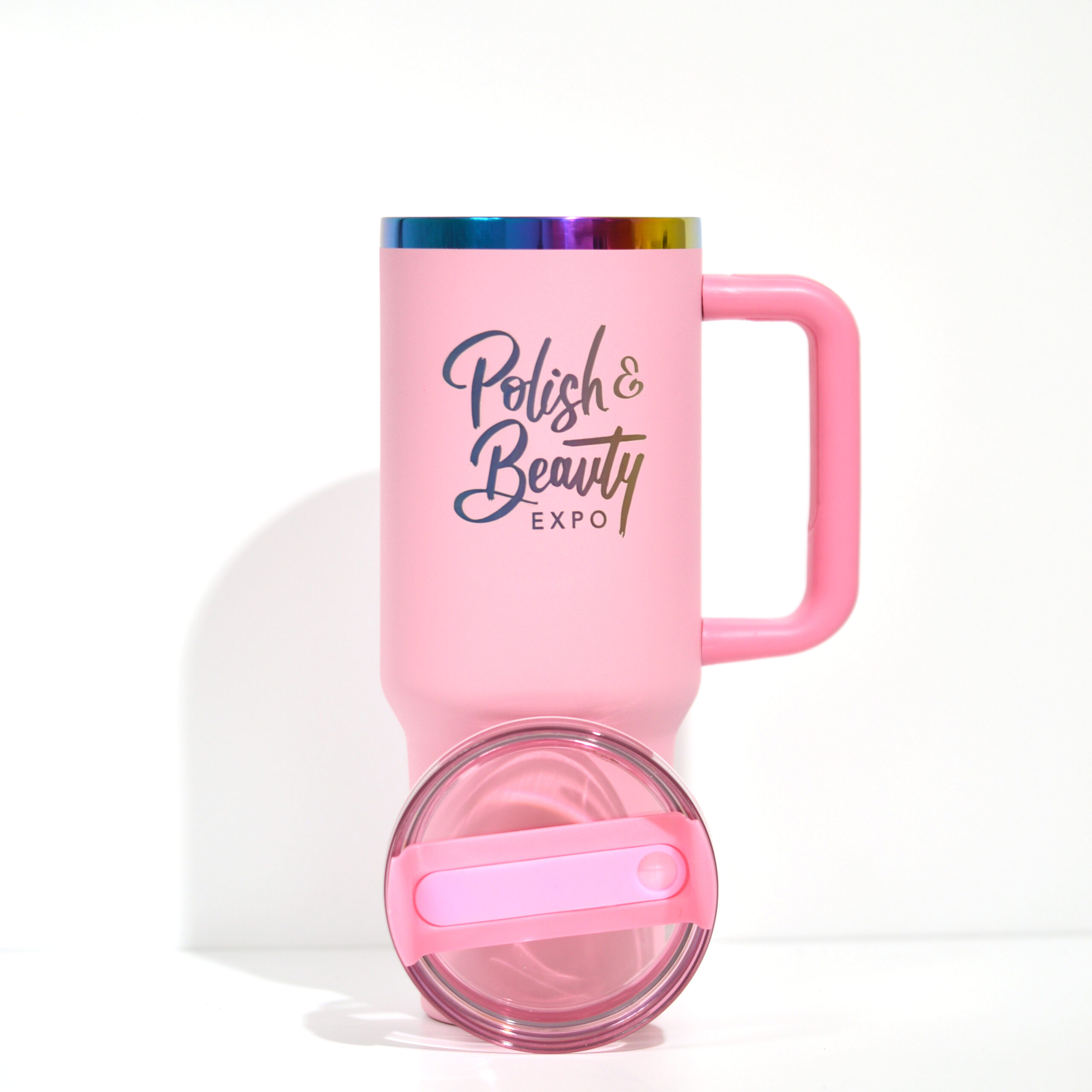 Polish & Beauty Expo Light Pink Rainbow 40 oz Stainless Steel Tumber - Image 2