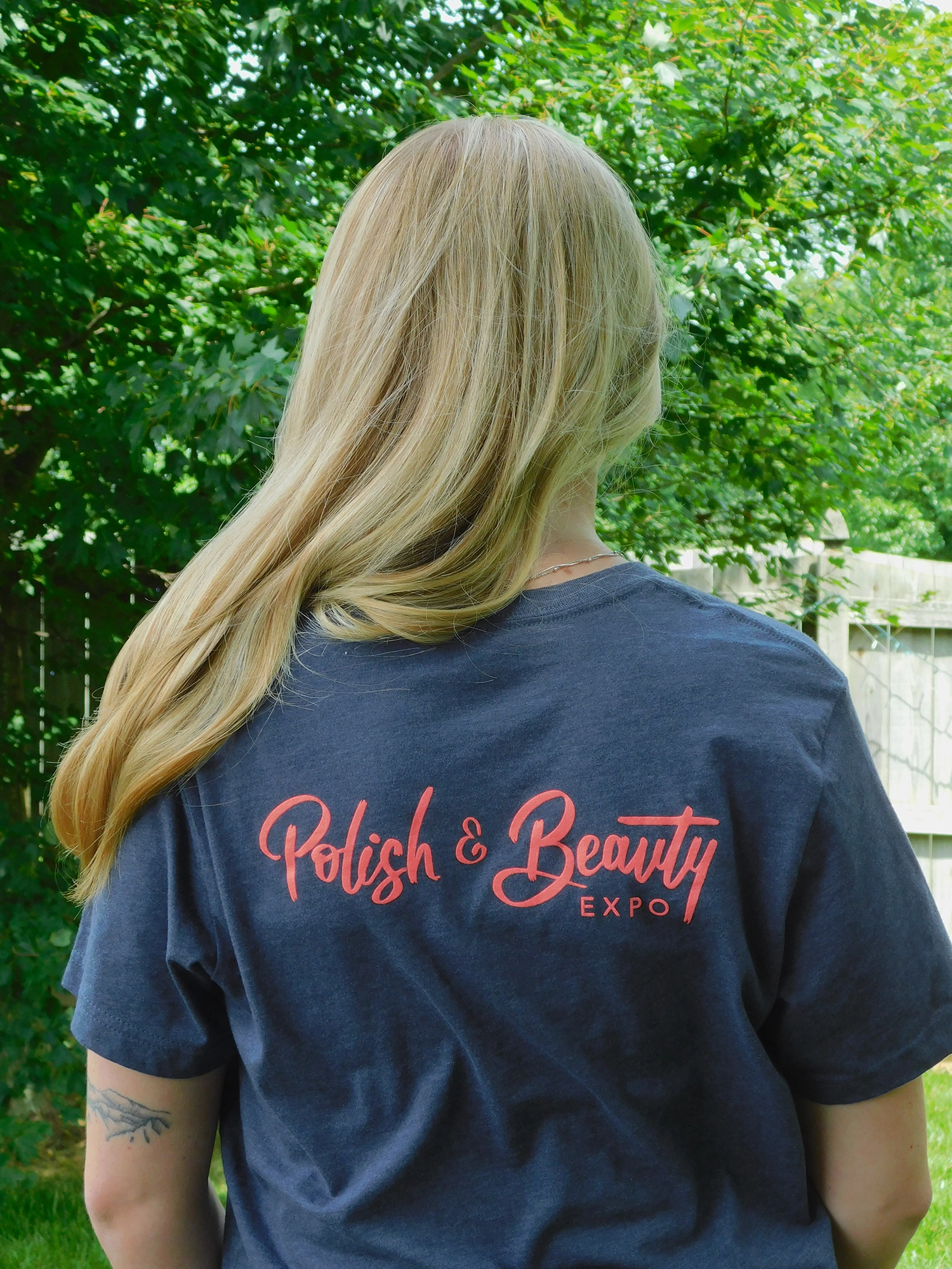 2026 Heathered Navy Polish & Beauty Expo T-Shirt - Image 2